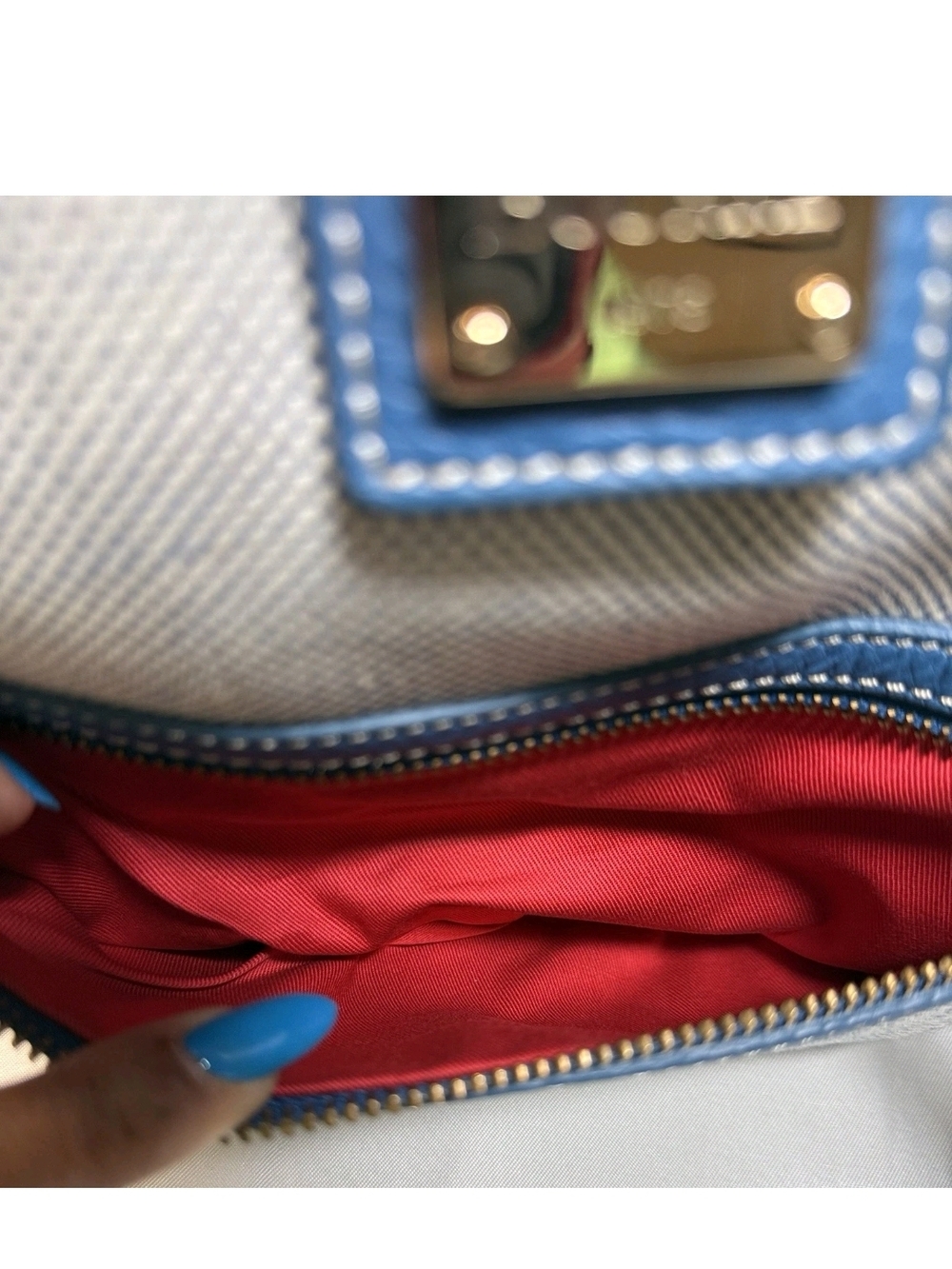 Dooney & Bourke Light Blue Trim Canvas Tote Bag - Women - Picture 8 of 11